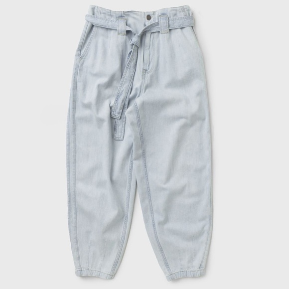 New Ralph Lauren High Rise Tapered Blue Tie Belt Ankle Cotton Denim Jeans Pants - Picture 8 of 16